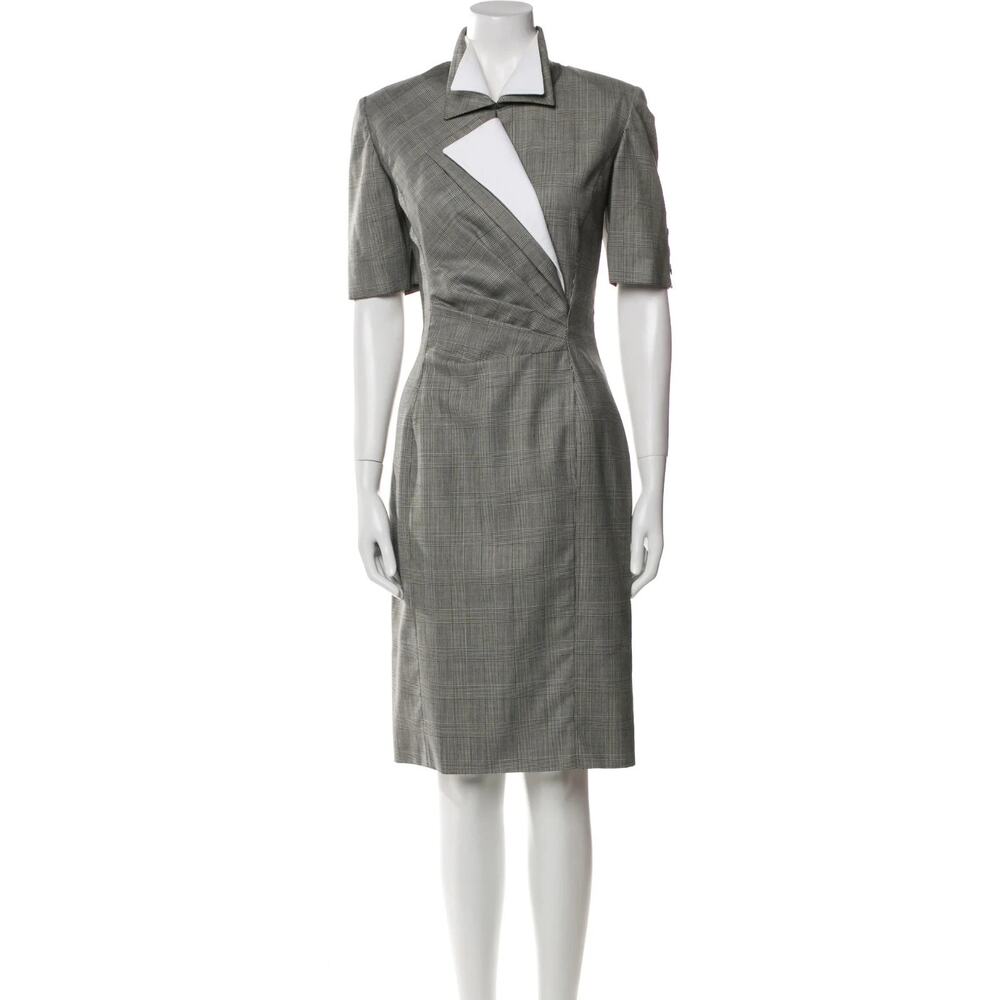Ungaro Paris 1980s Plaid houndstooth dress